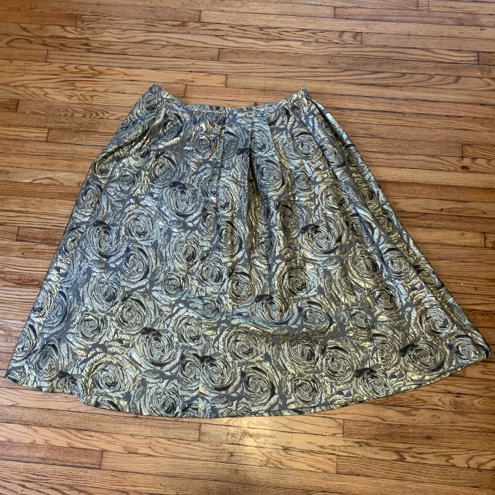 Gold Rose Print Skirt